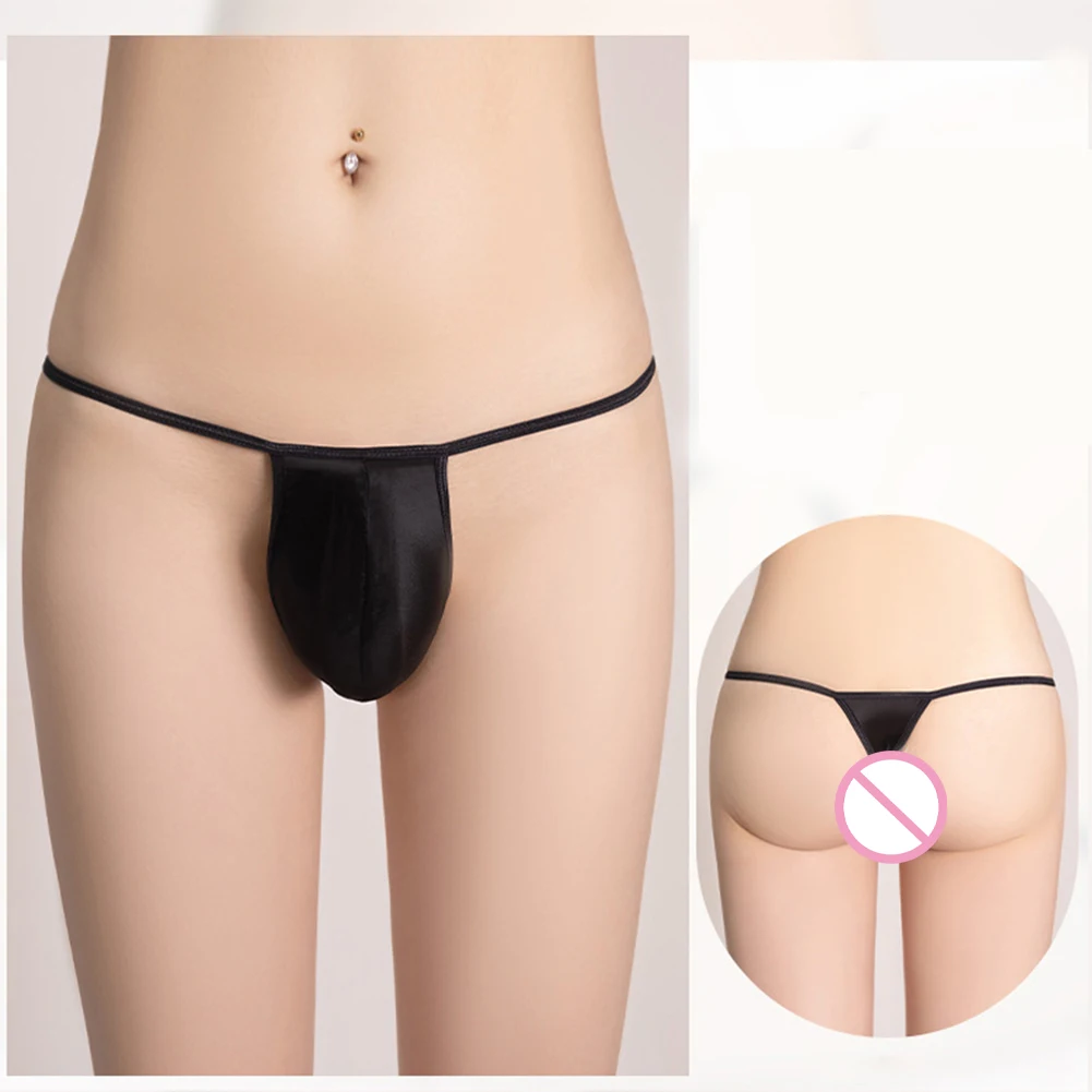 

Men Thin Straps Low Waist Thong Briefs Sexy Big Bulge Pouch Underpants Oil Glossy Underwear Bikini Swimwear Erotic Lingerie