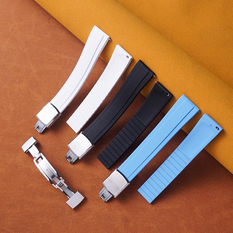 

New Daytona Design CTS Fluororubber FKM Strap 20/22mm Quick Release Butterfly Buckle Watch Band For Cut To Size