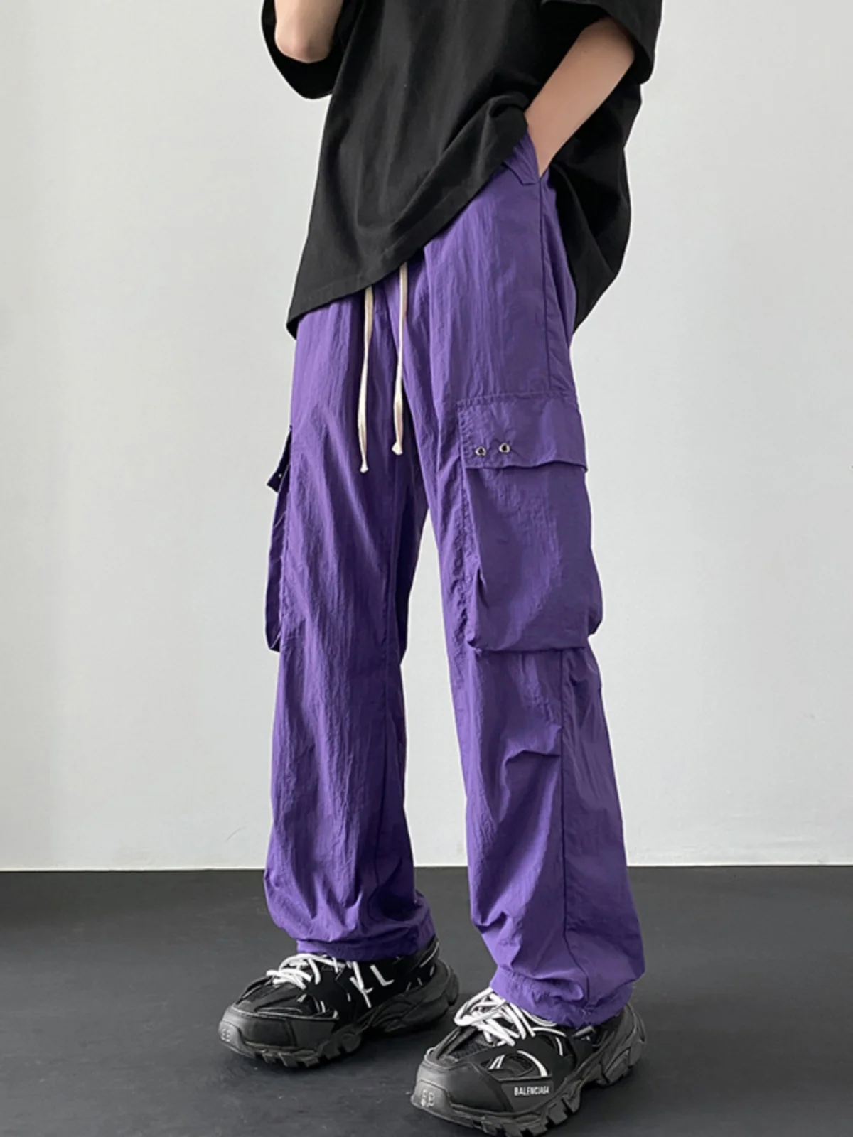 Summer Thin Ice Silk Qui Dry Sun Protection Men's Workwear Pants Trendy Brand Youthful Straight Leg Casual Trousers