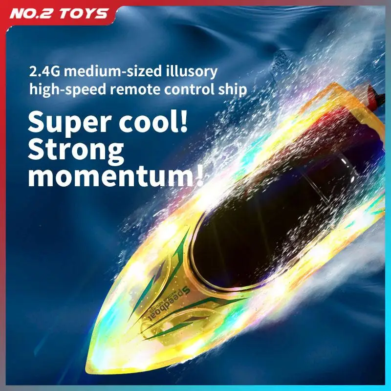 JJRC 2.4G Zdalnie sterowana łódź motorowa Zabawka dla dzieci LED Light RC Łódź do basenów Jezioro Wodoodporny statek elektryczny o dużej prędkości Prezent dla dzieci