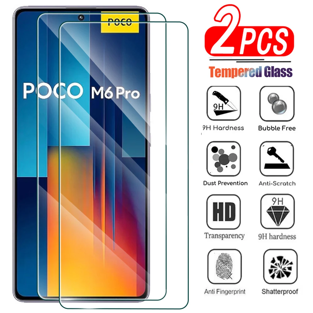 2Pcs Tempered Glass For Xiaomi Poco M6 M5 M4 M3 M2 Pro 4G 5G Screen Protector for Xiaomi Poco M5s Glass Film