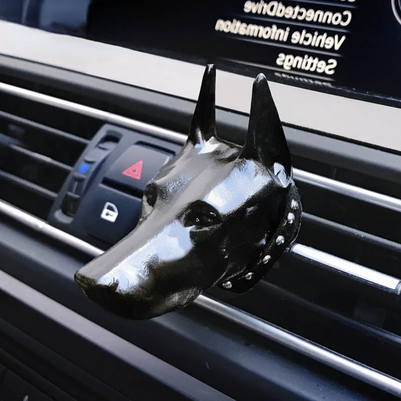 Doberman Dog Car Perfume Car Air Conditioning Outlet Fragrance Clip Solid Aromatherapy Car Interior Decoration Ornaments Gypsum