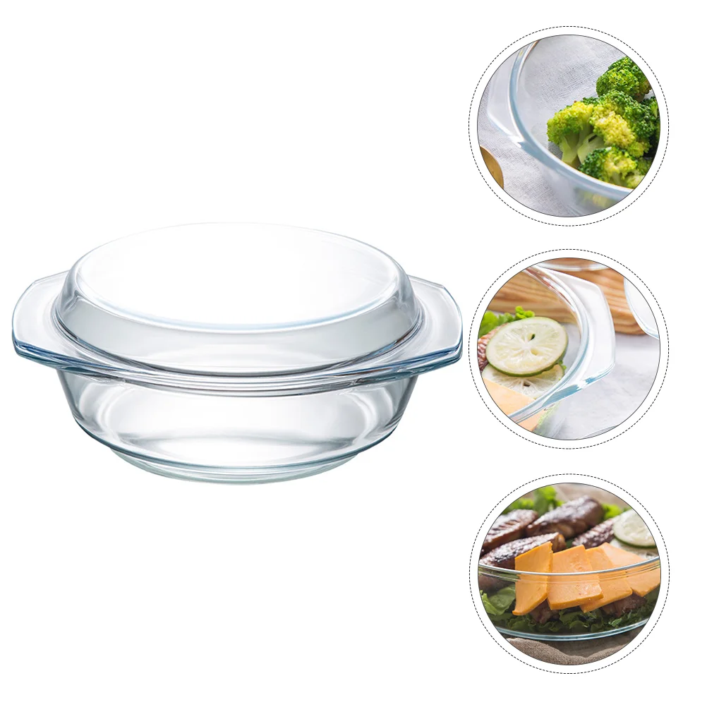 Casserole Tempered Glass Bowl Roasting Pan Dish with Lid Microwave Sushi Tray Food Storage