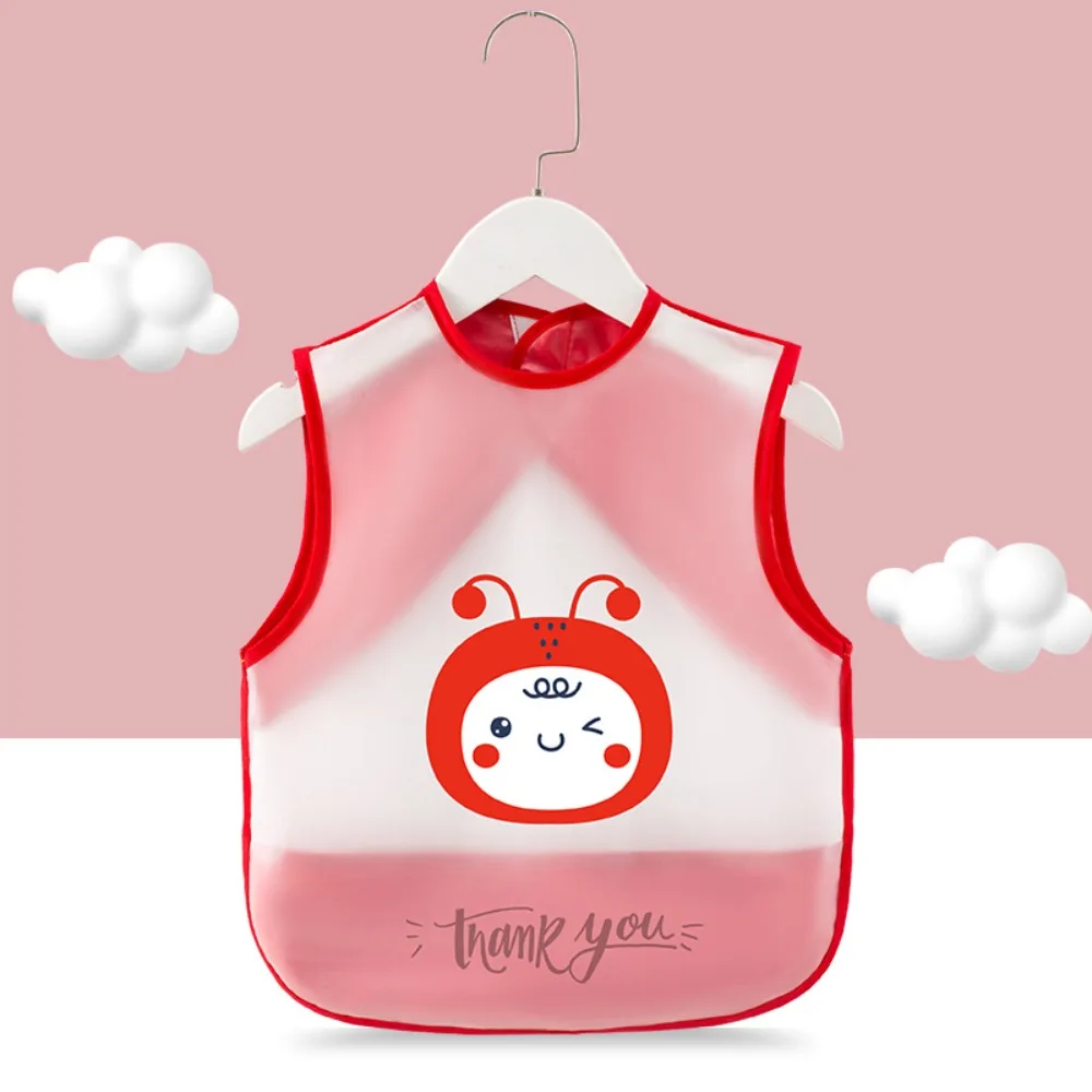 New TPU Kids Apron Waterproof Dirt Proof Baby Feeding Bib Cartoon Print Soft Touch Baby Apron Mealtime