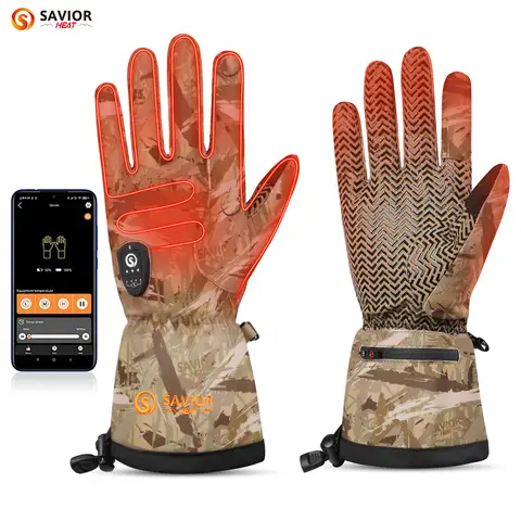 구세주 온열 사냥 장갑, 겨울 낚시 블루투스 장갑, 방풍 따뜻한 터치 스크린, 스키 야외 하이킹용, 3000mAh