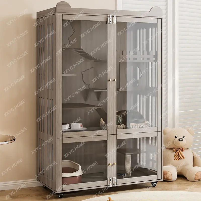 

L Cat villa home solid wood large space waterproof oversized luxury cat cage