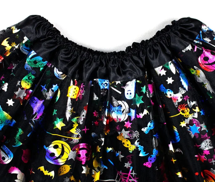 Halloween adult skirt tutu skirt princess three-layer mesh half skirt skull pumpkin skirt big skirt