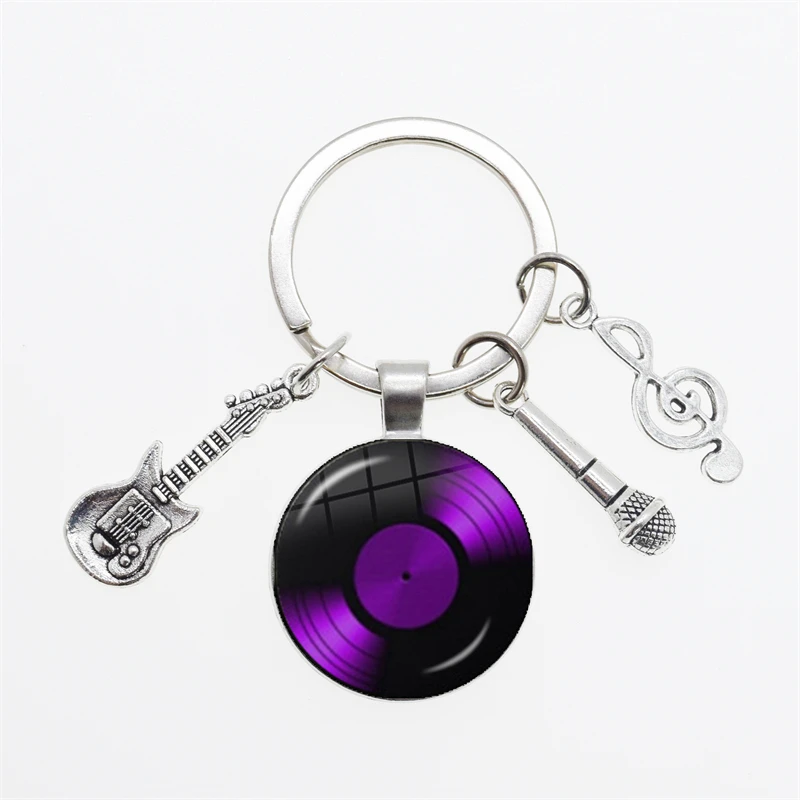 Creative Gramophone Music Themed Keychain Ring Charm Music Retro Vinyl Keychain Vinyl Record Picture Musician Accessories Gift view 5