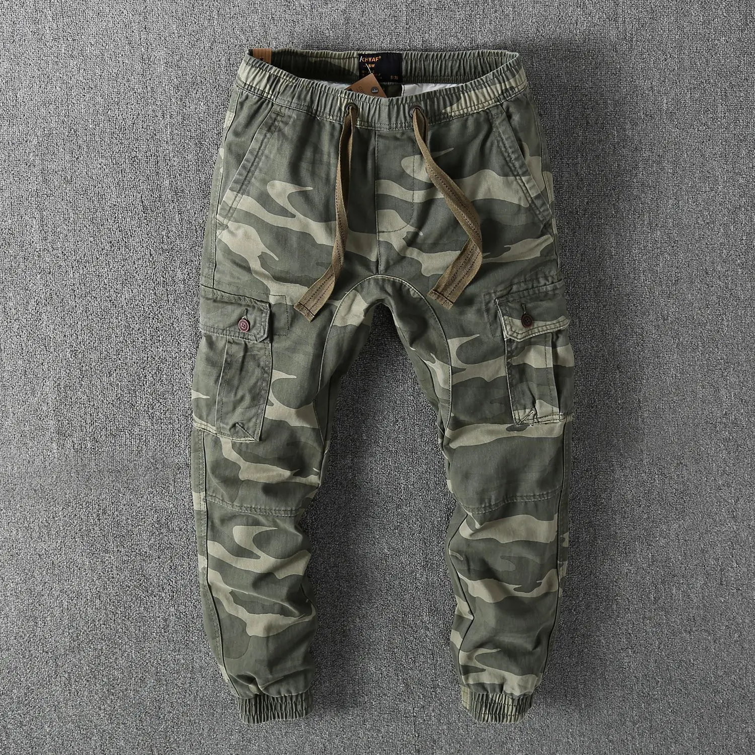 Men's Cotton Autumn Casual Pants Multi Pockets Camouflage Cargo Pants Outdoor Jogger Pants Sports Pants