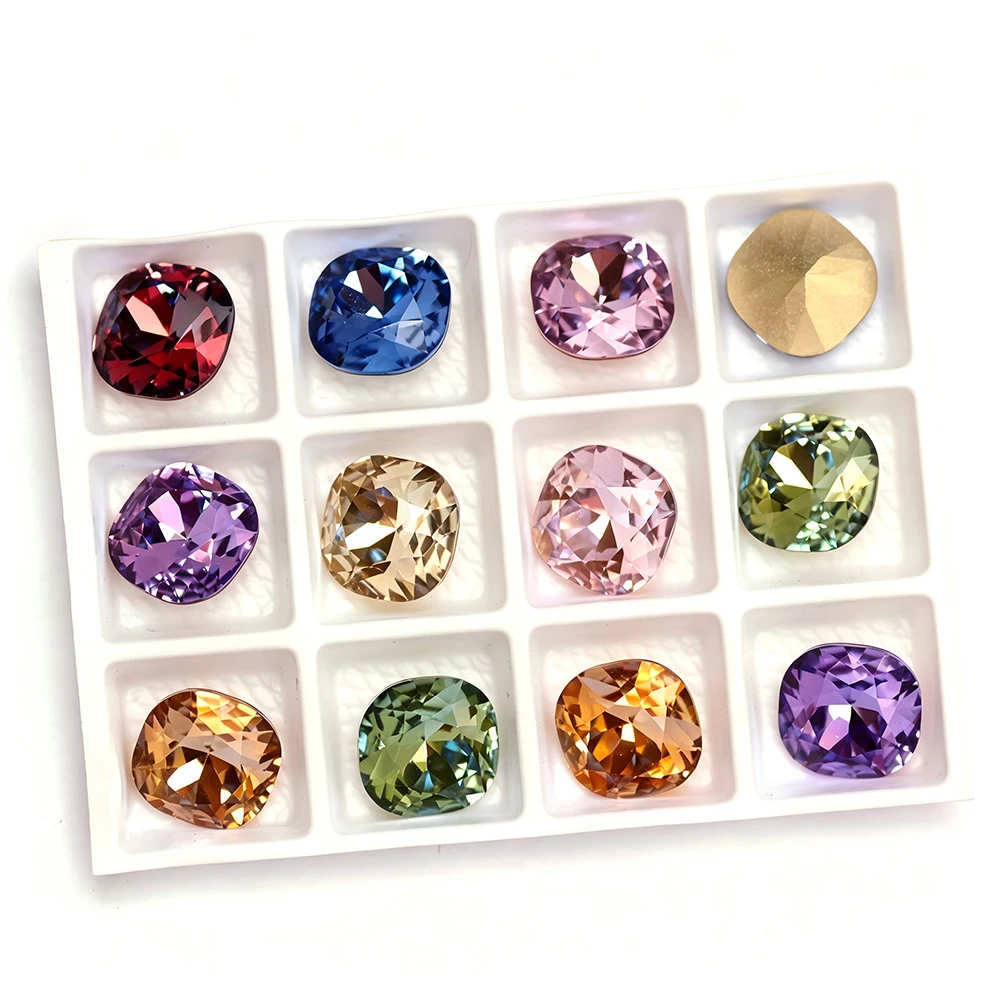 Cushion Cut Fancy Sewing Rhinestones Glass Pointback Loose Crystal Stones DIY Jewelry Making Diamond Beads For Bags Decorations