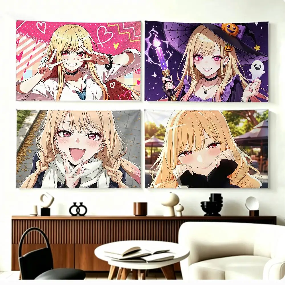 My D-Dress Up D-Darling Marin Kitagawa Flags Wall Hanging Background Art Banner for Bedroom Home
