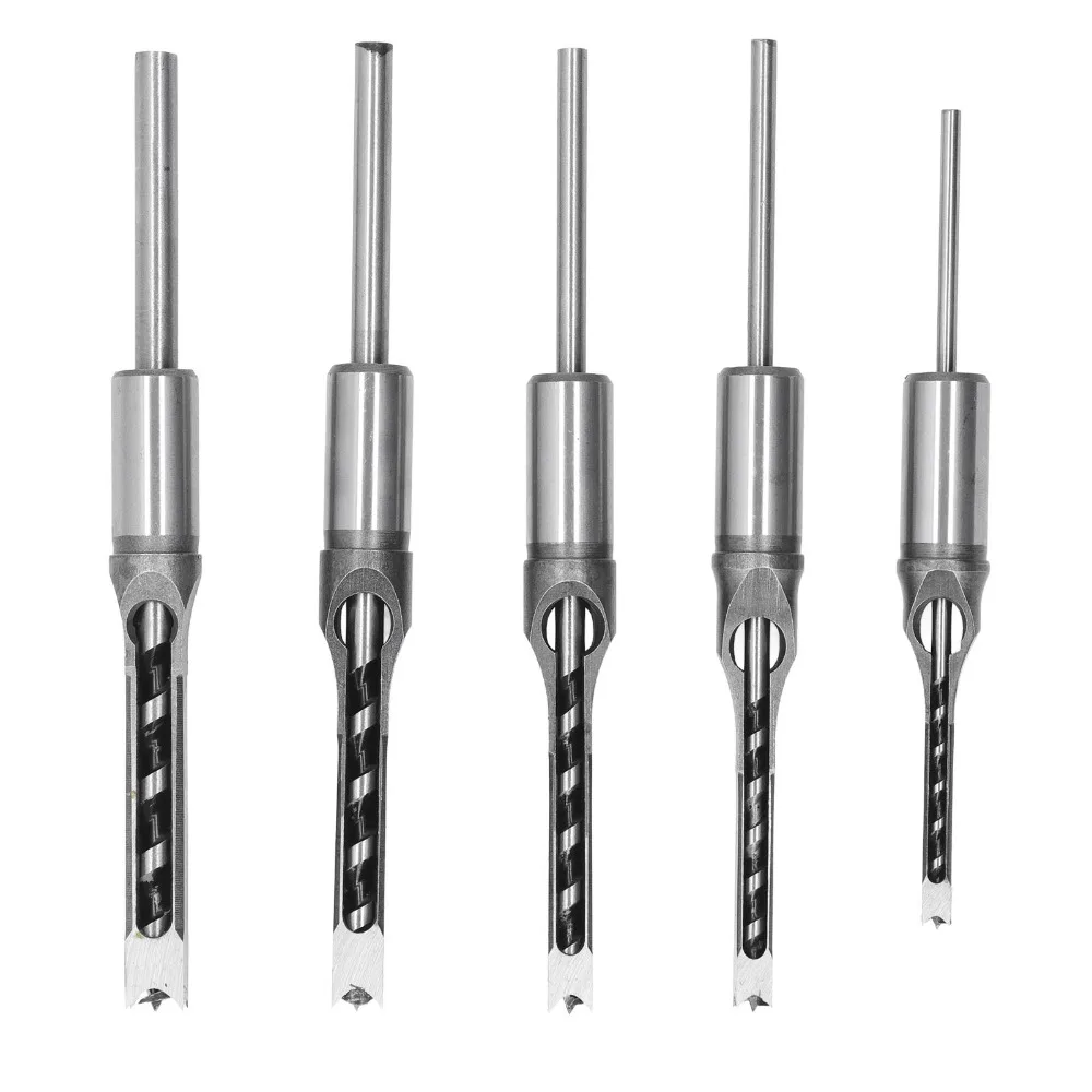 5pcs 1/4-1/2 Inch Sizes Square Hole Drill Bit High Hardness Steel Sharp Cutting Edge Square Countersink Bit Multi-Size Kit