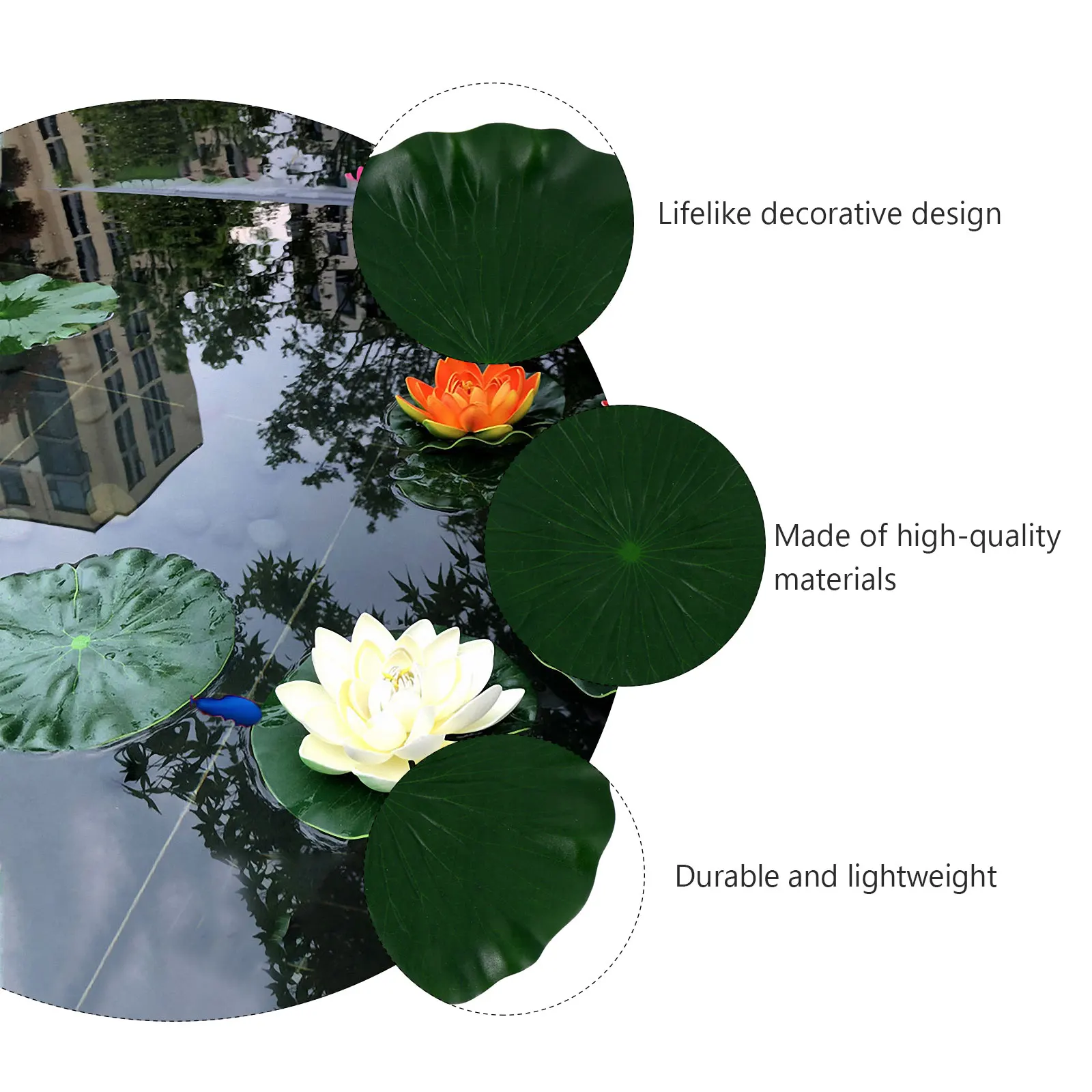 

9PCS Artificial Lotus Leaves Water Lily Pads Decor for Fish Pond Aquarium Pool Floating Realistic Foliage L scape
