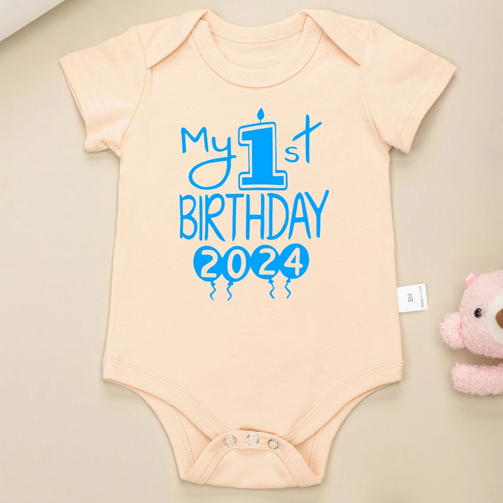 My 1st Birthday 2024 Pattern Baby Boy and Girl Clothes Onesies Cotton Popular Family Party Gift Newborn Bodysuits Fast Delivery