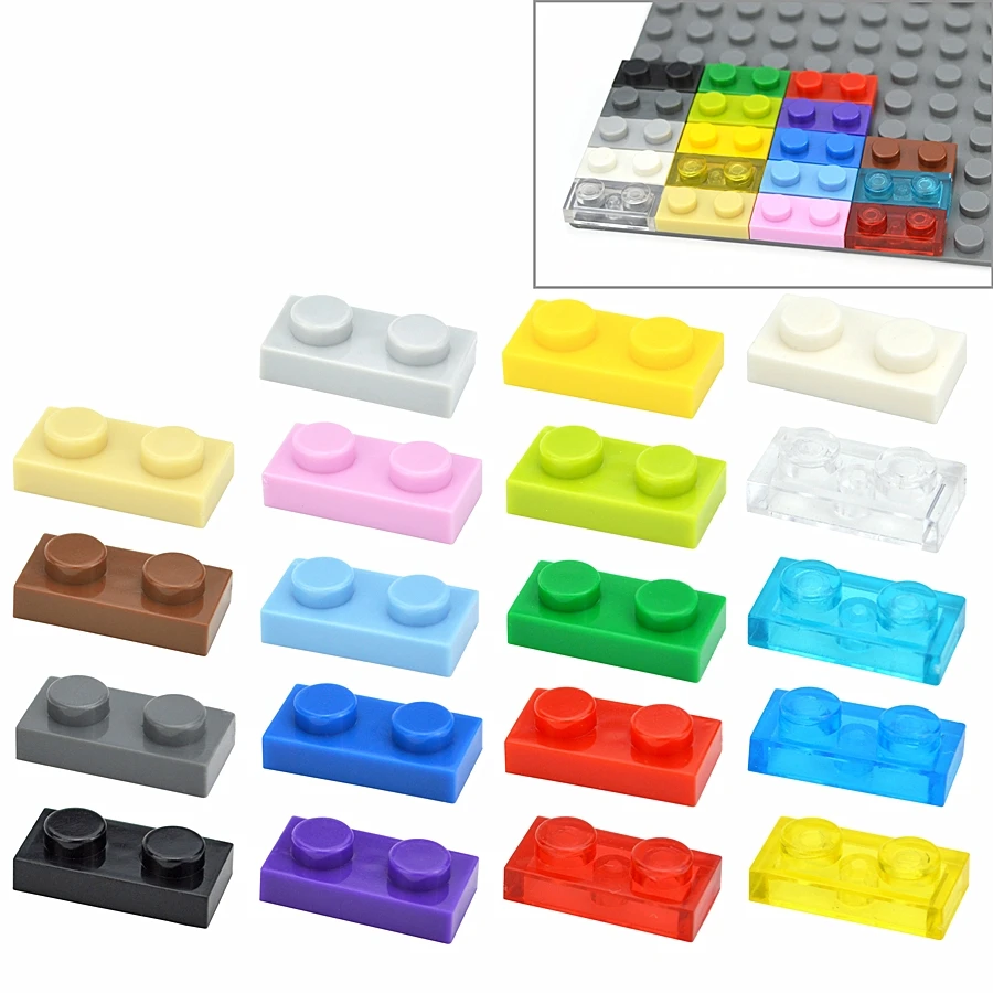 Moc Building Blocks Thin Figures Bricks 1x2 Dots Color Educational Creative Size Compatible with 3023 Toys for Children