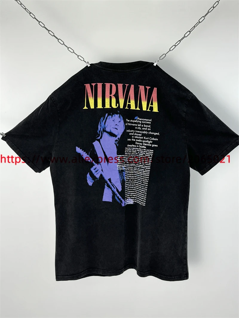 Washed SAINT Kurt Cobain T-shirt Men Women Best Quality Unisex Streetwear Top Tees