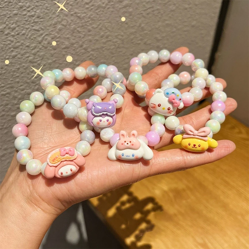 Pulseiras Kawaii Sanrio, Olá Kitty Kuromi Cinnamoroll Contas Coloridas, Presente Doce Da Jóia, Besties