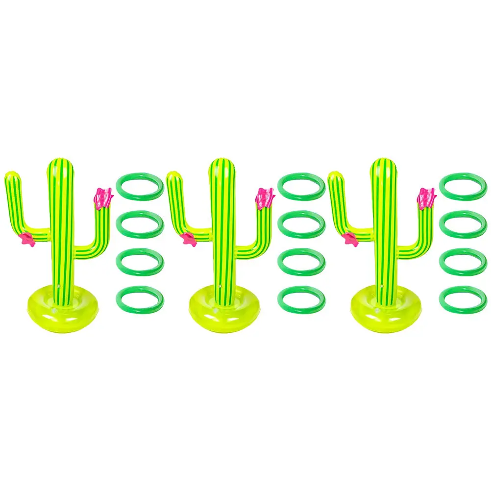 Floating Inflatable Cactus Throwing Ring Kit Stylish Chic Design Pool Party Beach Game Summer Plaything Decor