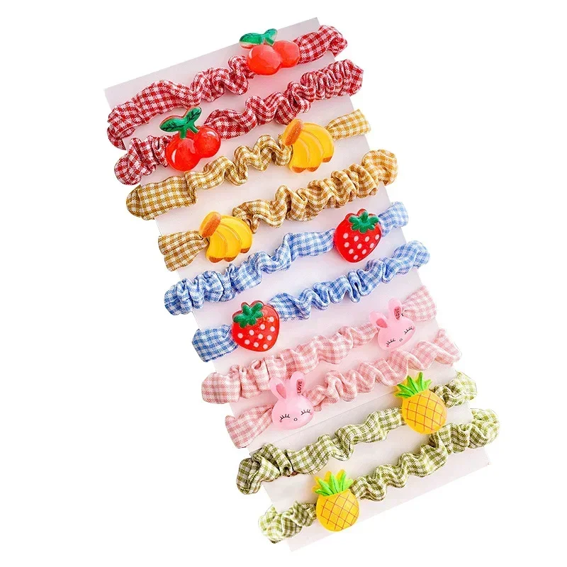 10 pcs cute cartoon children\'s hair accessories girls baby does not hurt the hair elastic good large intestine hair head rope