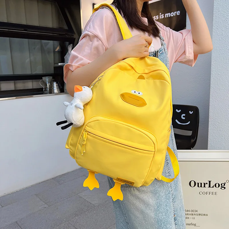 Cartoon Cute Duck Shoulder Bag New Large-capacity Creative Small Yellow Duck Student Schoolbag Fashion Casual Storage Backpacks