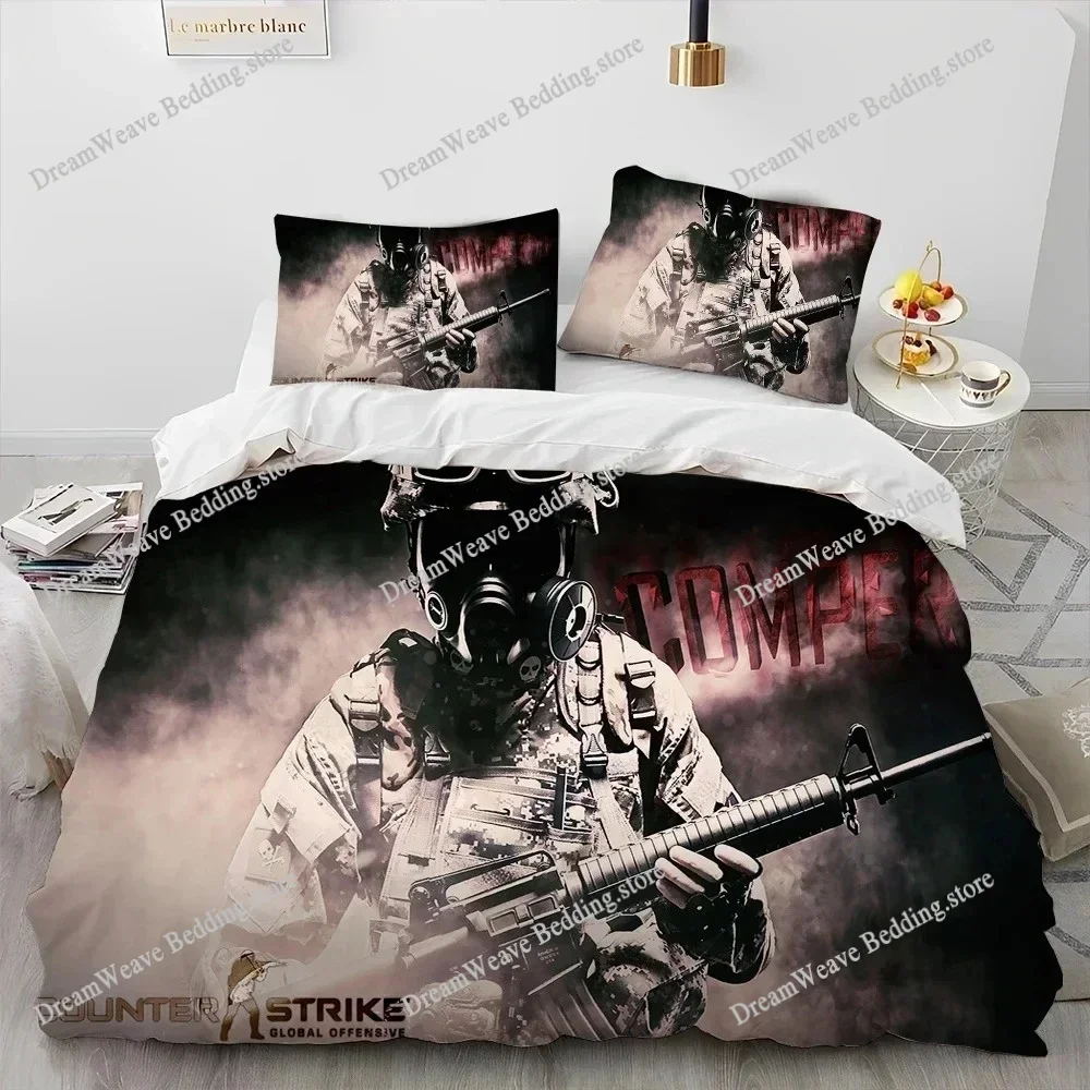 Bedding Decor CS GO,Game Gamer,Counter Strike Comforter Bedding Set,Duvet Cover Bed Set Quilt Cover Pillowcase,king Queen Size B