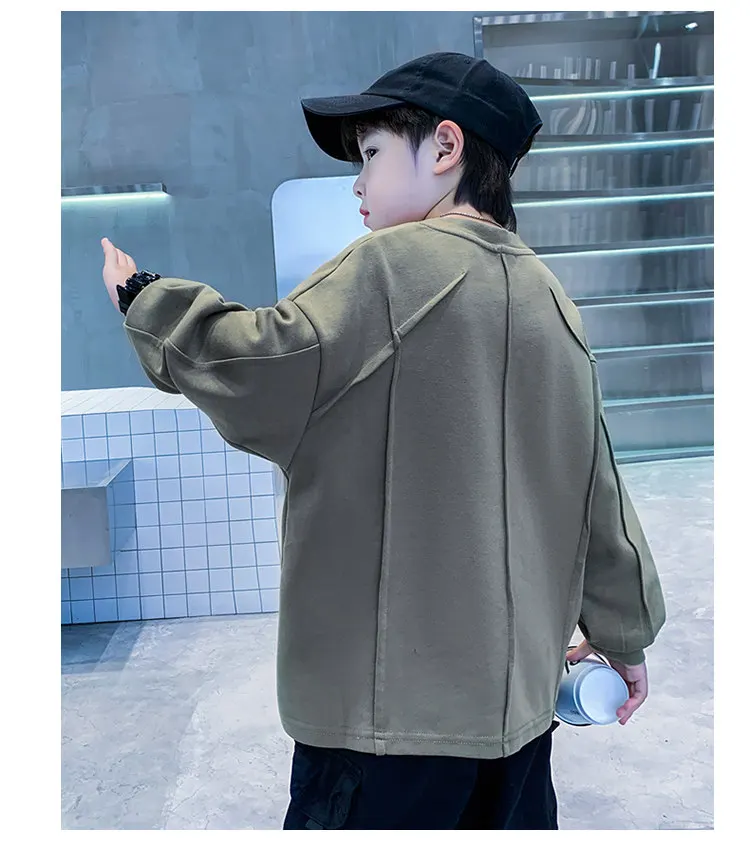 Neue Jungen-Sweatshirts 8 10 12 14 Jahre Alte Kinder Pullover Baumwolle Langarm Koreanische Kleidung Frühling Herbst Lässige Sweatshirts Oberteile – Detail 6