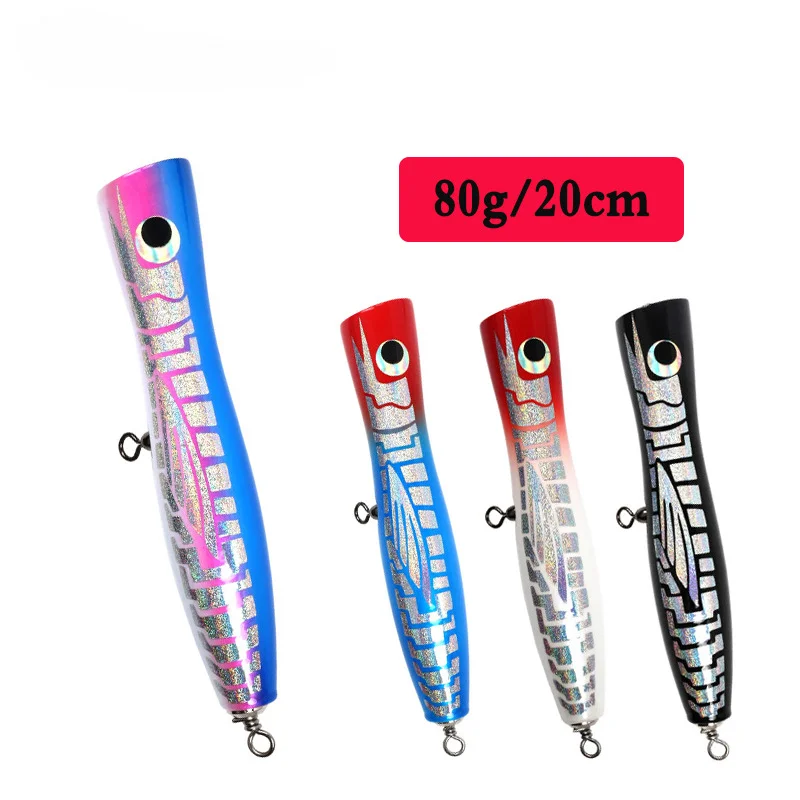 Seawater Fishing Bait 80g/20cm GT Poping Big Size Fishing Lures Topwater Floating Wobbler 4 Colors Hard Fishing Lure