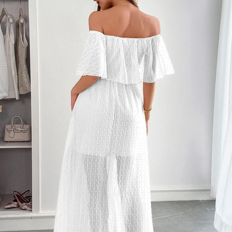 Elegantes Damen Sommer Casual  – Off Shoulder Puff Sleeve Sundress Bewertung und Preis