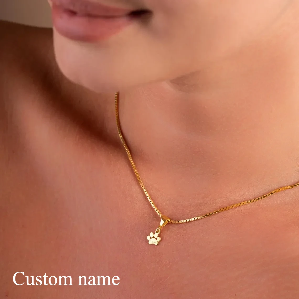

Custom engraved paw name necklace Engraved paw pendant Paw print name necklace Pet memorial jewelry Gifts for dog mom