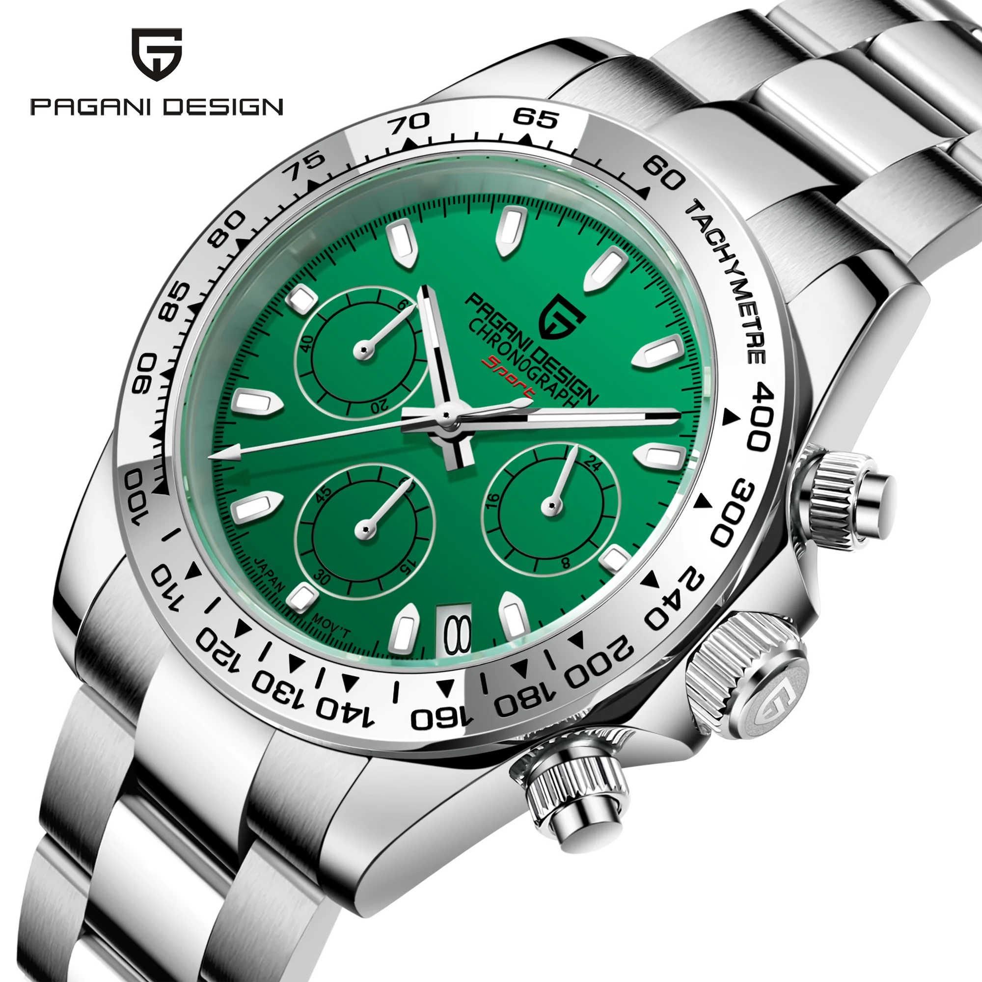 Pagani Design VK63 Men's Quartz Watch 40MM Luxury Sapphire Glass Timing Stainless Steel Waterproof 10Bar Watches PD1727