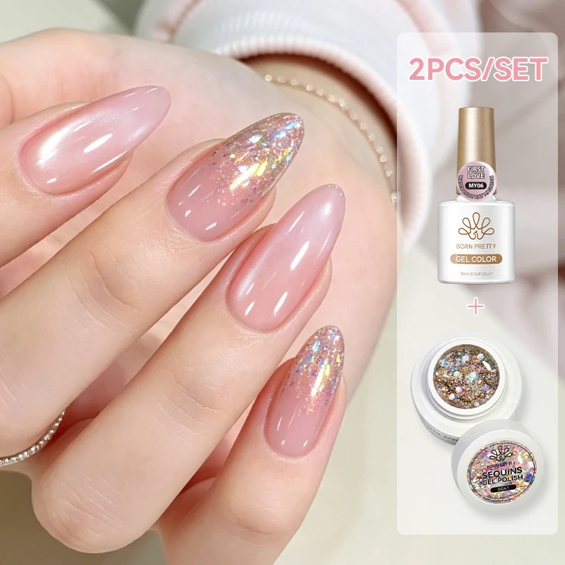 BORN PRETTY 1/2 Stück 5ml Starburst Nagel-Gel-Lack Glitzer-Pailletten Vernis Semi-Permanent Abziehbarer LED UV Gel-Lack Nagelbedarf – Detail 5