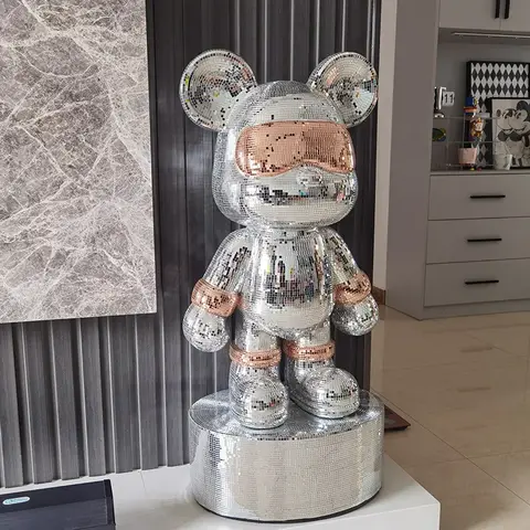 50 cm stor cool björnfigur diskospegel våldsam björnstaty reflekterande gaint skulptur lyxig vardagsrumsdekoration dekor 6 best sales björnsten 50cm - №4