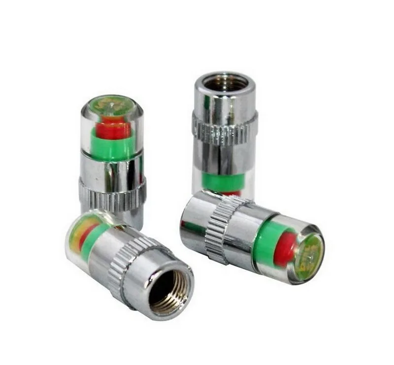 4Pcs 34PSI Tire Pressure Indicator Valve Stem Caps Stainless Steel Color Alert Sensor For Renault Skoda Octavia Fabia Superb