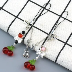 Super Cute Nana & Hachi Matching Phone Chain Charms Red Pink Heart Star Cherry Pendant Anime Inspired Y2K Keychains Accessory ﻿
