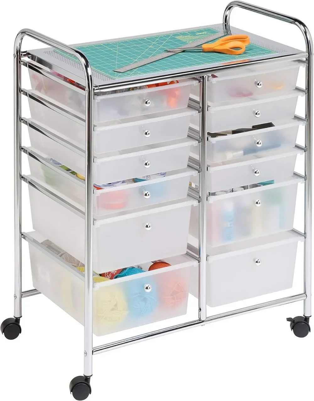 

Rolling Storage Cart and Organizer with 12 Plastic Drawers Ideal Storage for Home Classroom Crafts or Art Studios