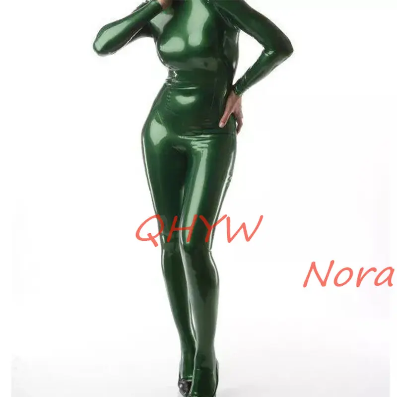 

Handmade Women Latex Catsuit Back zipper Full-body Rubber Bodysuit Tights Fetish