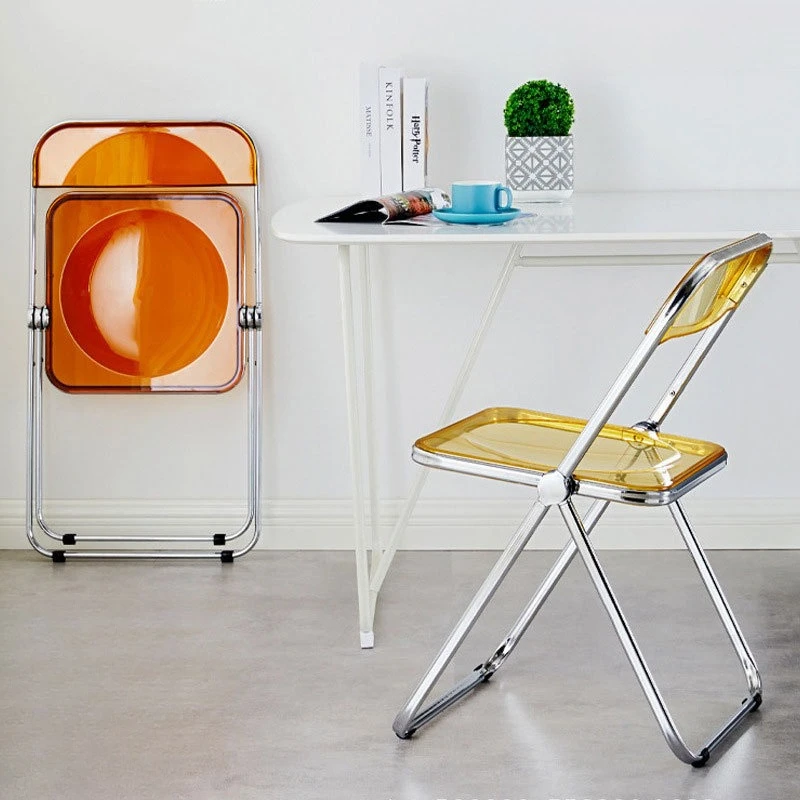 Portable Acrylic Folding Chair Clear Transparent Dining Chair Modern Leisure Chair for Home Kitchen Living Room Outdoor Camping