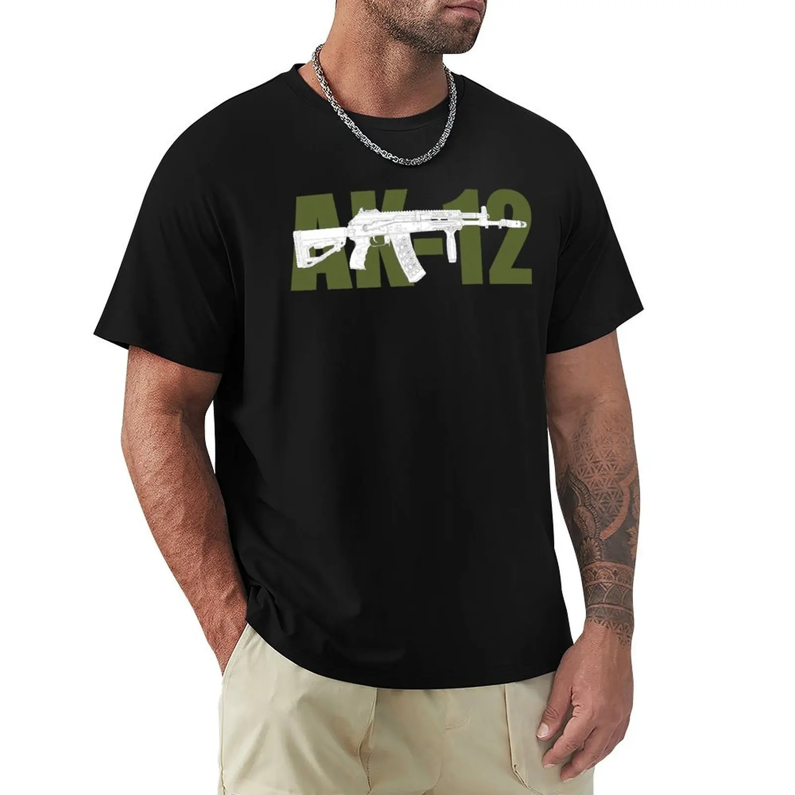 AK-12 (Kalashnikov assault rifle) white version T-Shirt Daily Work Short Sleeve Top