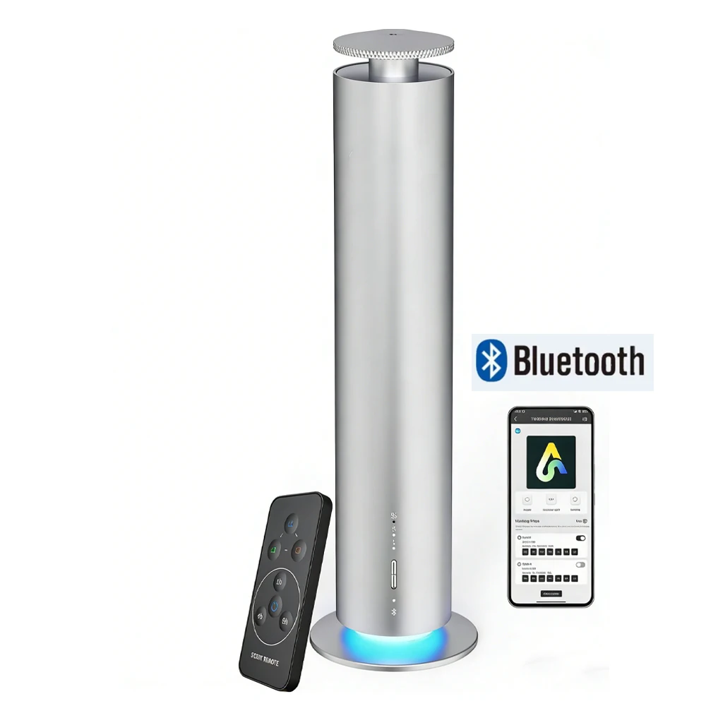 Cylindrical Essential Oil Aroma Diffuser Bluetooth Smart Control Fragrance Scent Machine Air Freshener For Bedroom Hotel Office
