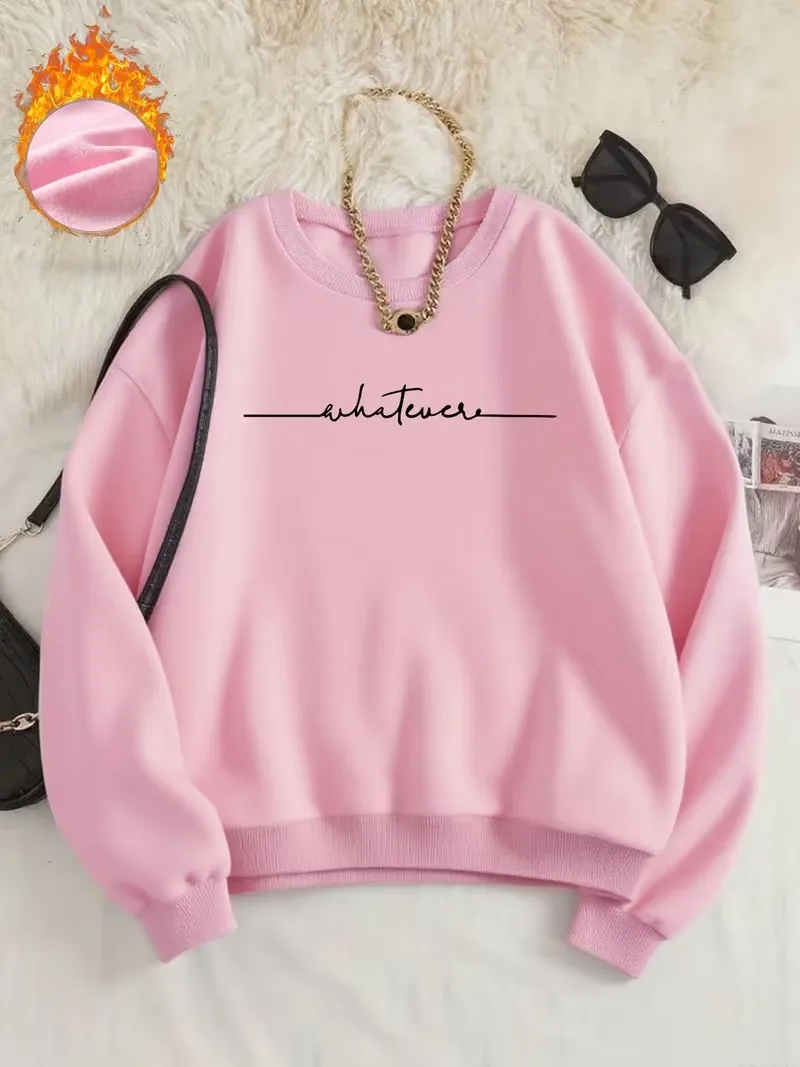 New's 90s Graphic Letter Print Womens Hoodies Casual Sweatshirt Graphic Hoody Fashion O-Neck Pullover Female Clothes