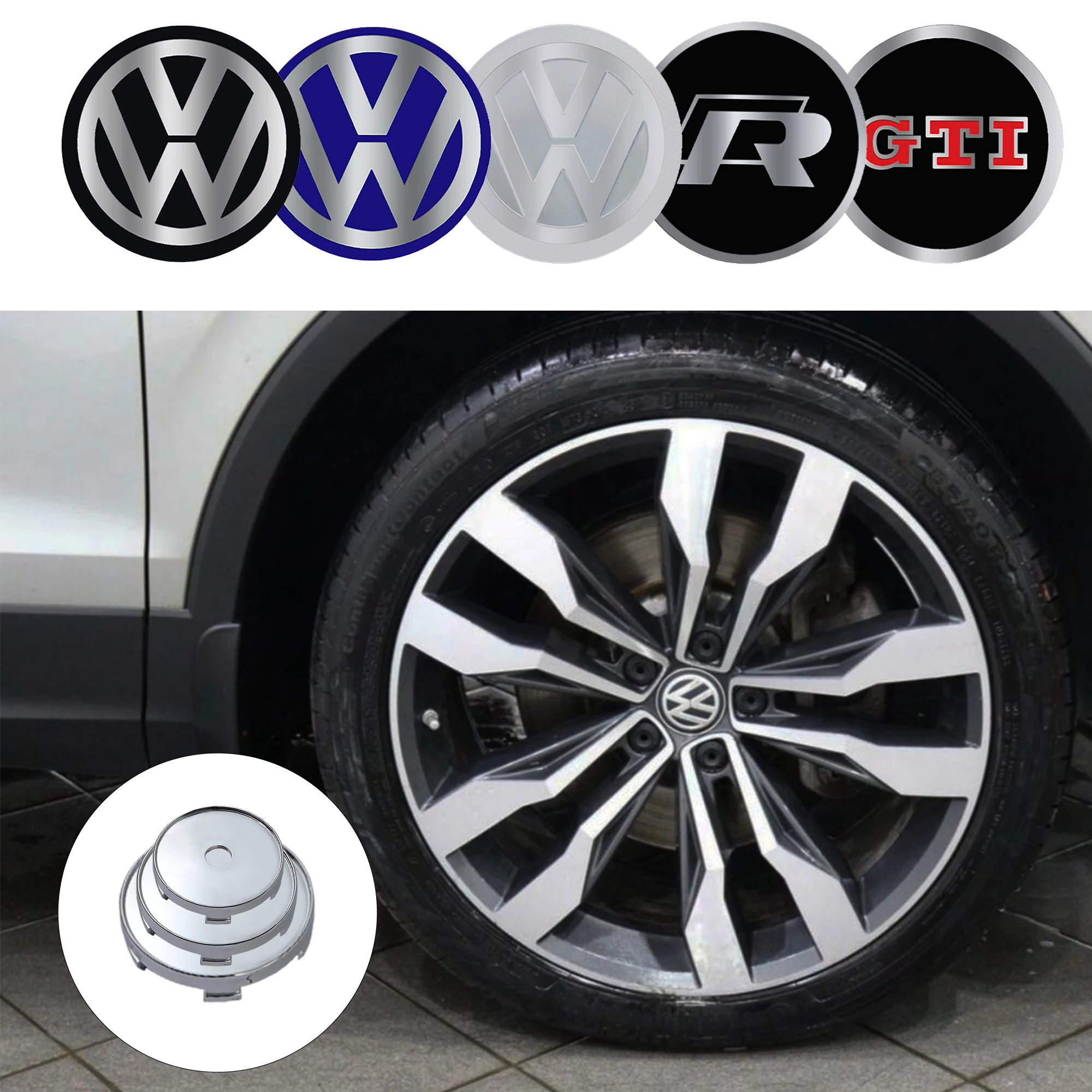 60MM/ 63MM/68 MM Car Wheel Center Hub Caps Tire Rim Covers Auto Accessories For Volkswagen VW Golf 4 6 7 GTI Tiguan Passat