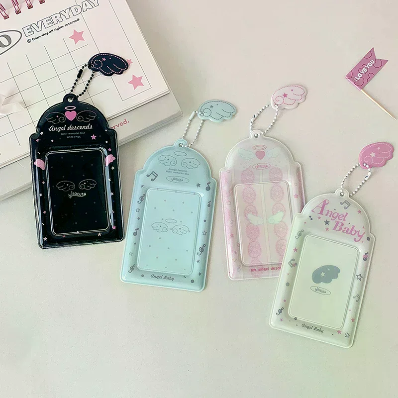 1Pcs 3inch Photocard Holder Sweet Angel Wings Card Cover Display Pendant Small Card Holder DIY INS Photo Cover