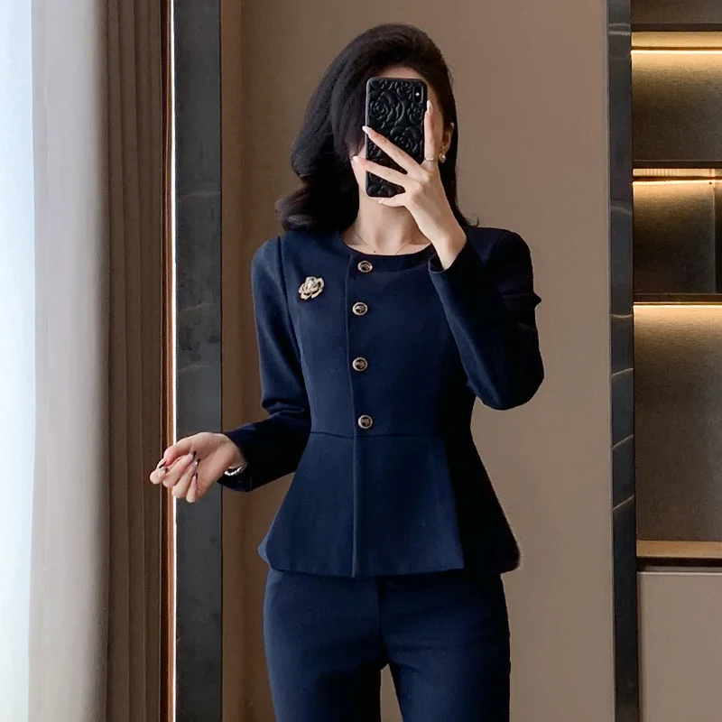

High-end women's blazer for spring and autumn2025New stylish goddess-style professional black suit workwear