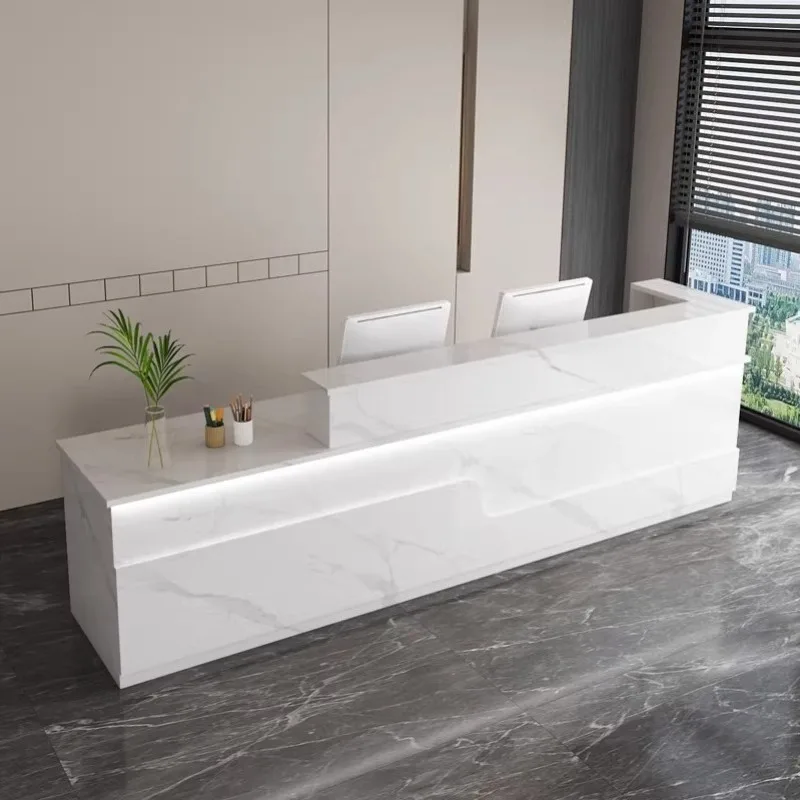 Modern Executive Reception Desks Unique Design European Company Reception Desks Aesthetic Corner Scrivania Commercial Furniture