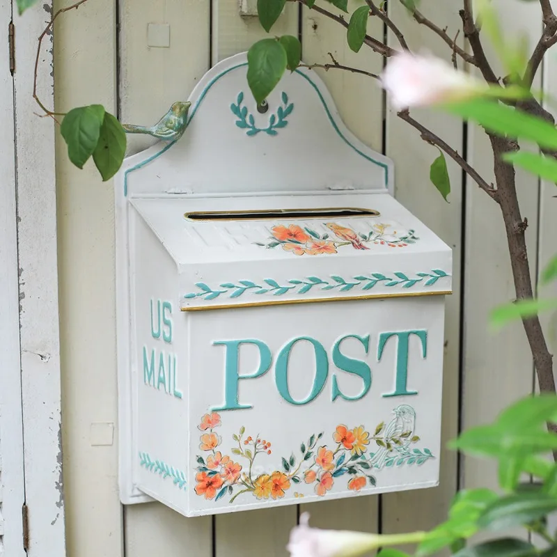 European Wrought Iron Outdoor Mailbox Three-dimensional Relief Delivery Box Decorative Garden Home Accessories Декор Для Дома