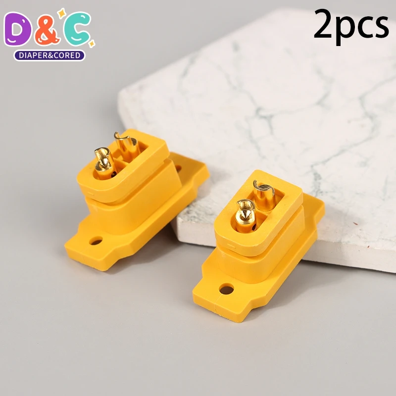 2Pcs XT60E-F Female Plug Large Current Gold/Brass Ni Plated Connector Power Battery Connecting Adapter For RC Model