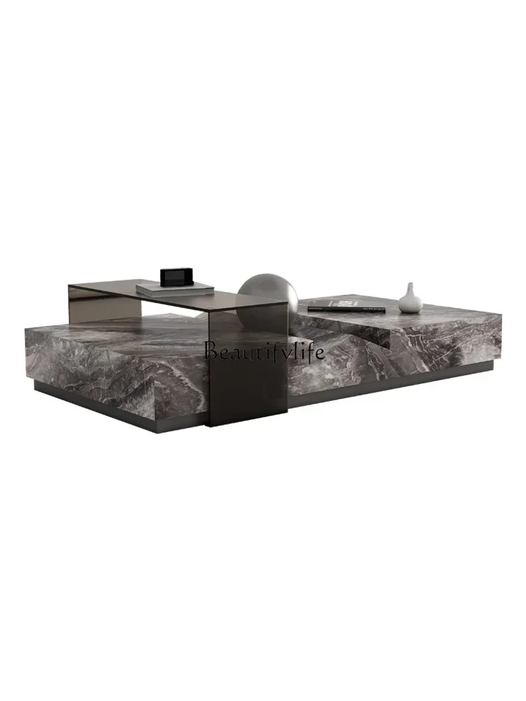 

56*Stone Plate Coffee Table Small Apartment Italian Style Light Luxury Modern Simple High-End Coffee Table