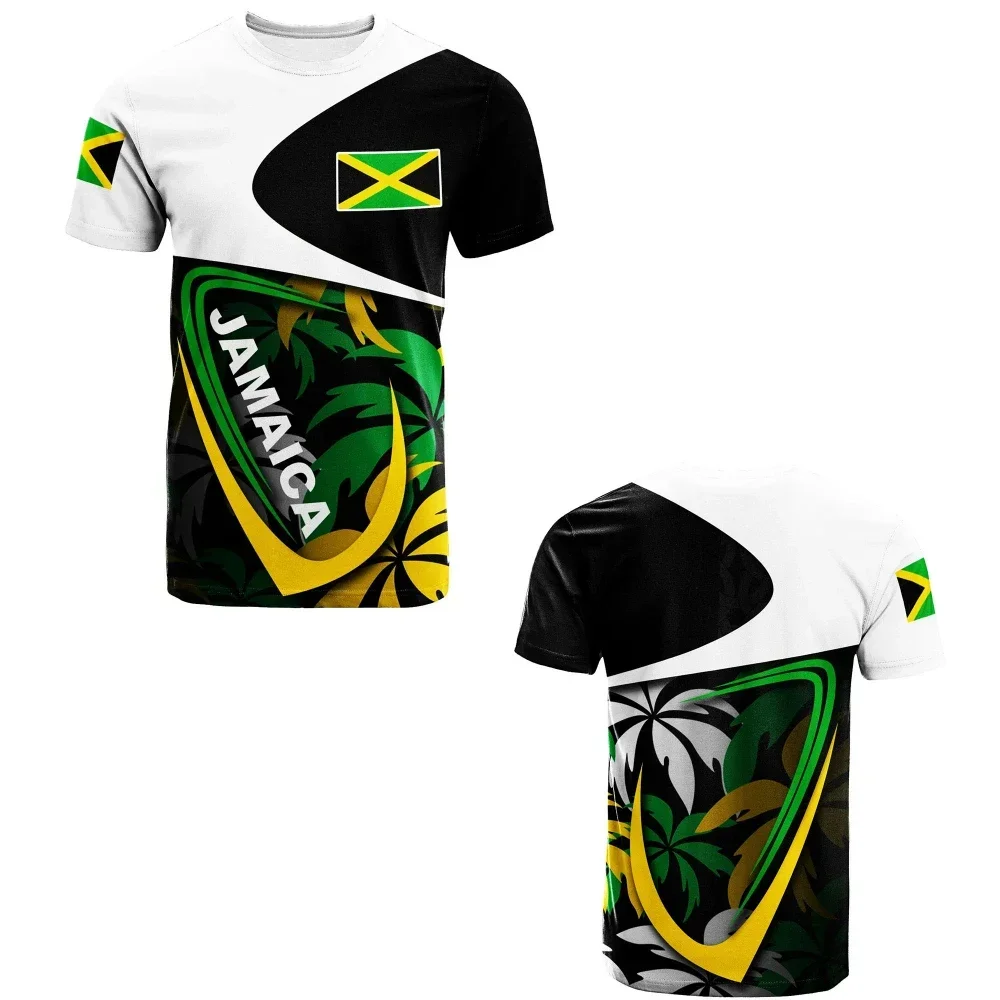 2024 New Jamaica stine Flag Graphic 3D Printed T-shirt Jamaica National Emblem Men\'s Tops National Day Gifts Personalized Tee