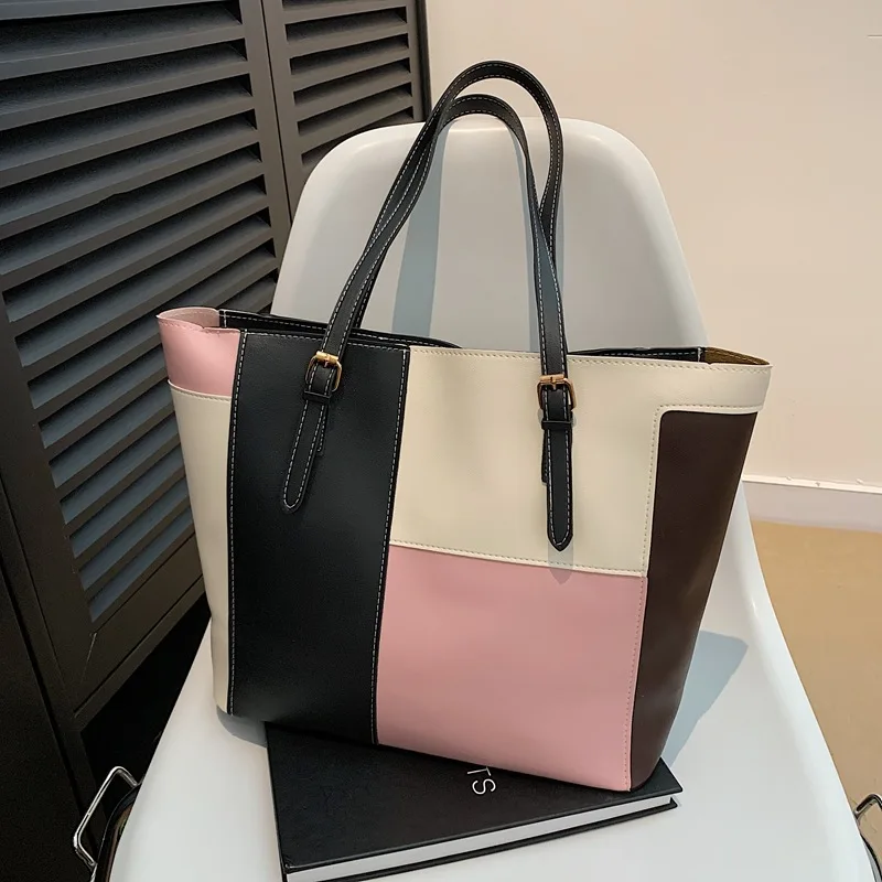 

2025 Oversized Tote Bag Women, Spacious Shoulder Bag Color-Block Design, Minimalist Top Handle Purse, Roomy & Versatile​
