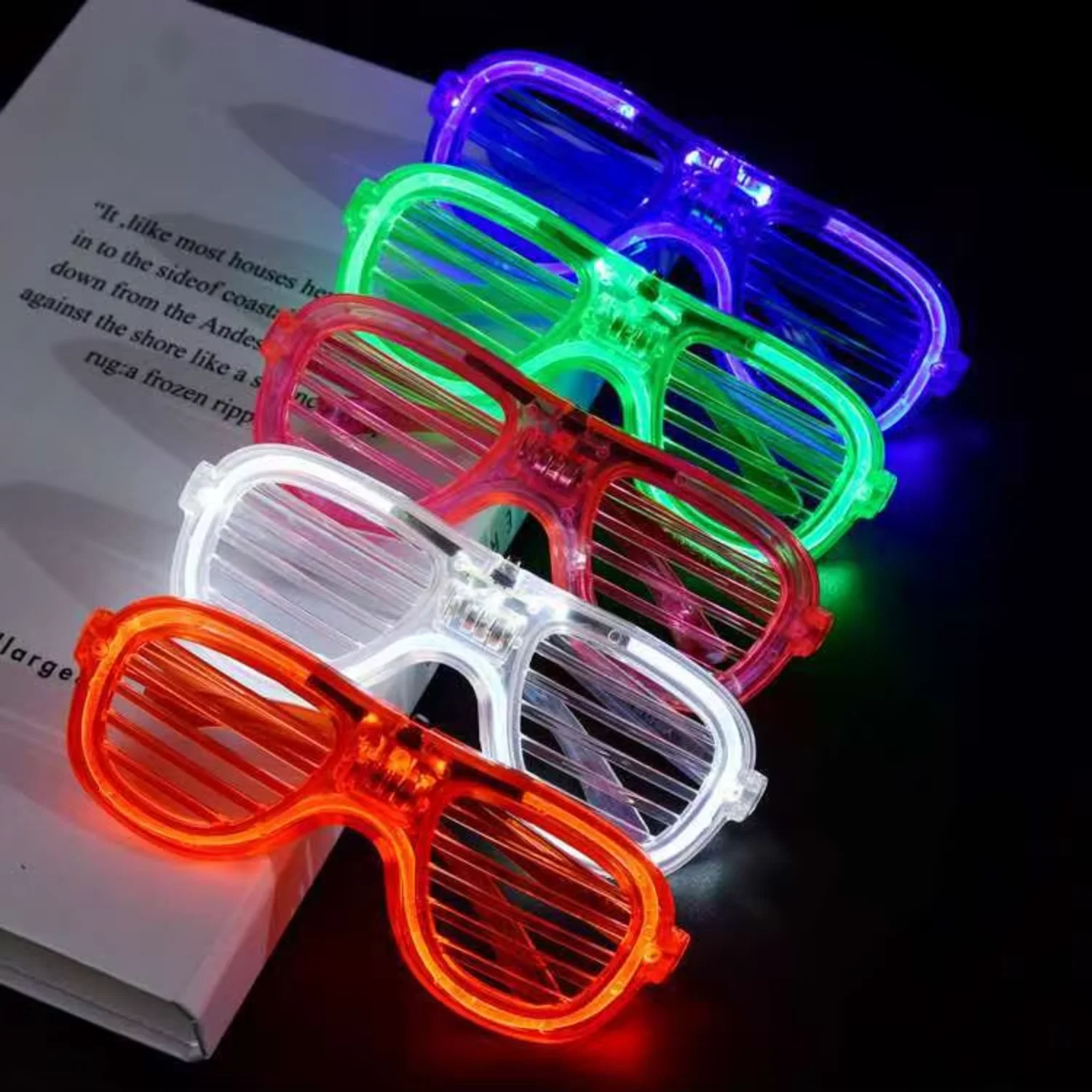 New Year Glow in Dark  Supplies Shutter Shades LED Sunglasses 6 Color Light Up Glasses for Kids Adult